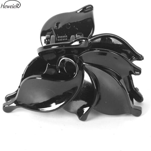 Fashion Girls Women Lady Accessories Black Leaf Plastic Clip Hair Grip Clamp Claws Pins Holder Headwear Headdress Hairpiece