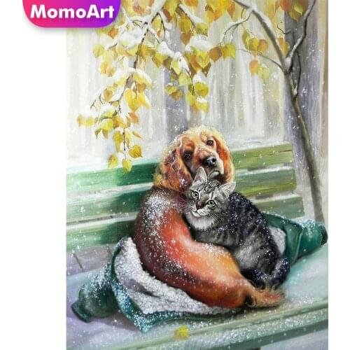 MomoArt Diamond Painting Dog Full Drill Square Cat Diamond Embroidery Picture Of Rhinestone Animal Mosaic DIY Wall Decor
