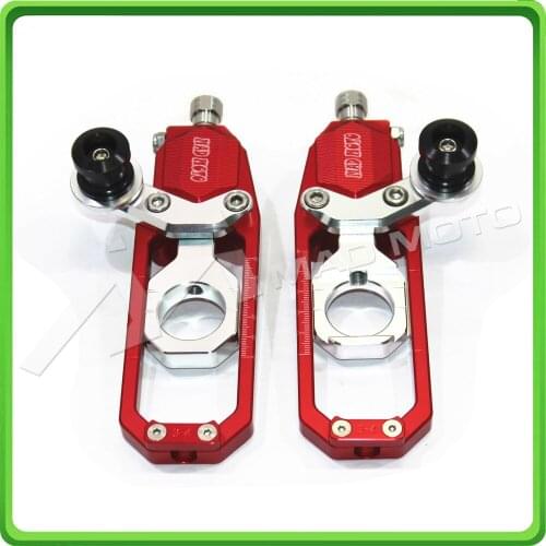 Motorcycle Chain Tensioner Adjuster with paddock bobbins kit for Suzuki GSXR1000 GSXR 1000 GSX-R1000 2007 2008 07 08 Red&Silver