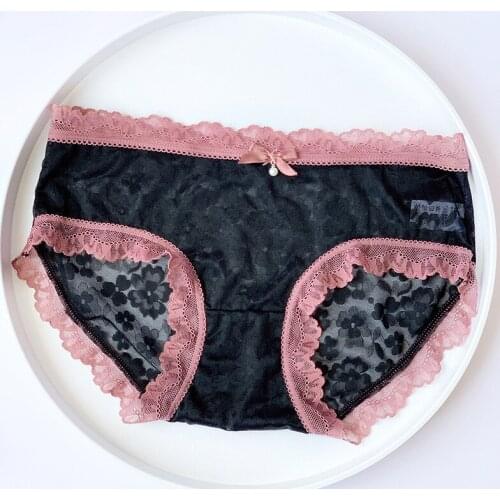 New Sexy Sheer Lace Panties Womens Underwear Transparent Sheer Lace Briefs Tangas Knickers Soft Girls' Lace Panty