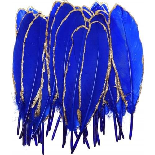 Wholesale 10-500pcs Royal Blue Dipped gold goose feather 15-20cm DIY jewelry feathers for crafts decoration accessories plumes