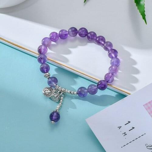 Original series simple Crystal Beaded Bracelet Amethyst fashion versatile Bracelet