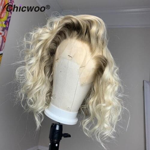 T Part Lace Wig Human Hair Wavy Lace Front Wigs Transparent Brazilian Remy Ash Blonde Bob Wig Brown Short Bob Human Hair Wigs