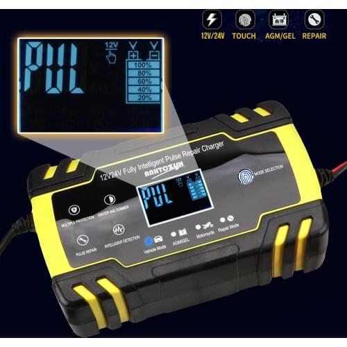 12V-24V 8A Full Automatic Charger Pulse Repair Car Battery Power Charging Digital LCD Display Wet Dry Lead Acid Battery-Chargers