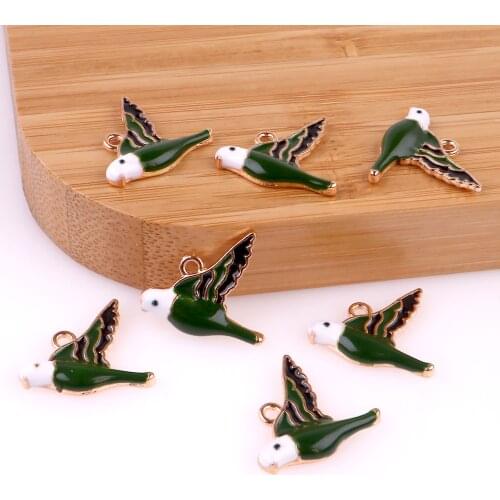 10Pcs/Lot Colorful Enamel Birds Charms Making Animal Beads Women Pendant Earrings Crafting Jewelry Supplies