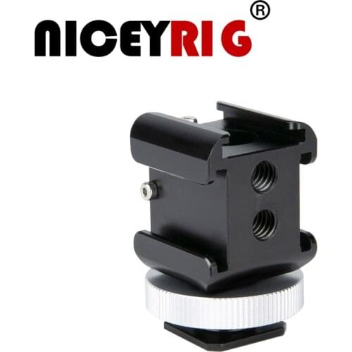 Niceyrig 360° Rotation Adjustable Cold shoe With 1/4”-20 Thread Holes Connector For Minitor Fasher LED Light
