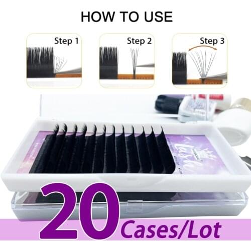 20case/lot Fast delivery 1s blooming 0.03 0.05 0.07 c/d curl premium hand made faux mink siberian easy fan eyelash extensions