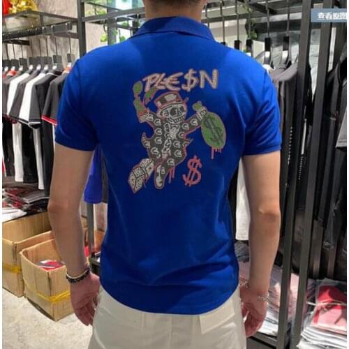Hip Hop Diamonds design polo shirts New Fashion MenS High Quality Casual polo Rhinestone design