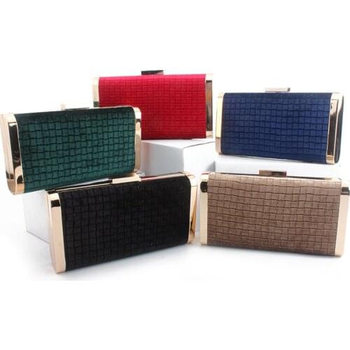 2019 Velvet Lattice Women Handbags Evening Party Bags Clutch Purses Metal Button Messenger Wallets Chain Shoulder Rectangle Bag