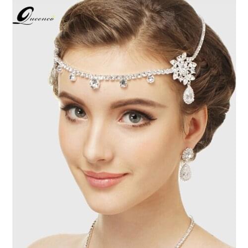 Bridal Headbands Crystal Forehead Bridal Hair Accessories Floral Waterdrop Wedding headpiece Party Jewelry For Girls
