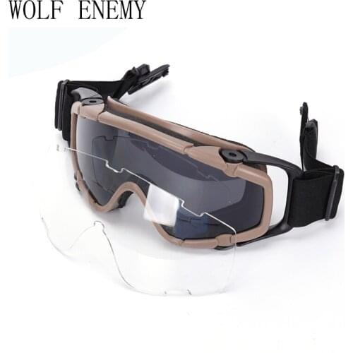 Tactical Paintball Airsoft Glasses anti fog Ballistic Goggles For Helmet BLACK TAN