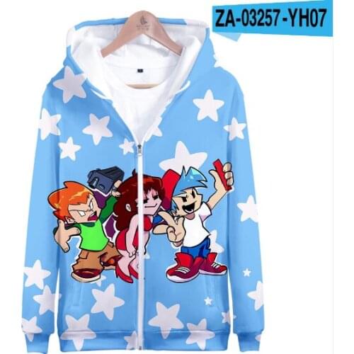 New friday night funkin cosplay 3D printing mens Zipper hoodie boy/girls sweatshirt teen Casual hoodies coat spring kids Clothes