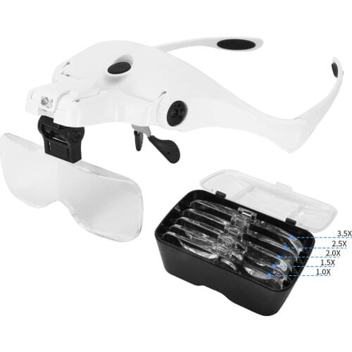 Magnifying Glasses LED Light 300mAH Rechargeable Head Loupe Jeweler Headband Magnifier Eye Glasses Tool Repair Reading Magnifier