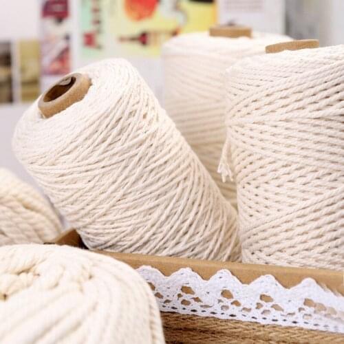 3mm 4mm 5mm 6mm Macrame Rope Twisted String Cotton Cord For Handmade Natural Beige Rope DIY Home Wedding Accessories Gift