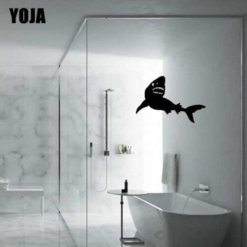 YOJA 18x26.6CM Bathroom Shower Decals Shark Decoration Home Bedroom Wall Sticker G2-0484