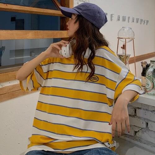 Harajuku Rainbow Stripes T-Shirt Short Sleeve Vintage Grunge Clothes Lgbt Unisex Clothes Gothic Oversized Emo Kawaii Womens Top