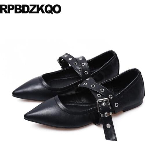 Pointed Toe Ladies 2021 Black Spring Autumn Flats Korean Unique Rivet Metal Cheap Shoes China Fashion Beautiful Drop Shipping