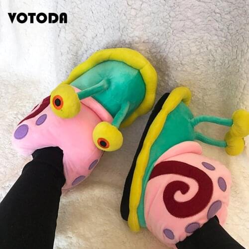 Winter Woman Cartoon Cotton Slippers Home Warm Little Snail Shoes Cute Funny Snail Wrap Cotton Shoe Plush Soft Bottom Bread Shoe