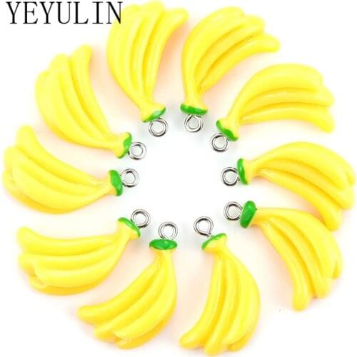 10pcs/PACK Resin Banana Charms Pendant Fruit Pendant For Women Girls DIY Handmade Earrings Necklace Jewelry Accessories
