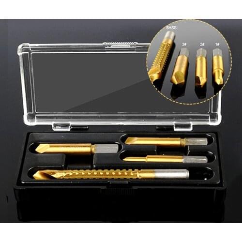 4Pcs/Set HSS Screw Remover Extractor Tool Damaged Drill Bit Set Easy Out Broken Bolt Titanium Coated Screw Remover