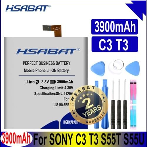 HSABAT 3900mAh LIS1546ERPC Battery For Sony Xperia C3 T3 S55T S55U D2502 D2533 M50W D5103