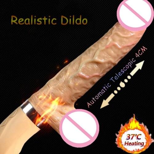 Heating Automatic Telescopic Realistic Dildo Vibrator Soft Dick G-spot Stimulate Real Penis Adult Sex Toy For Women Masturbation