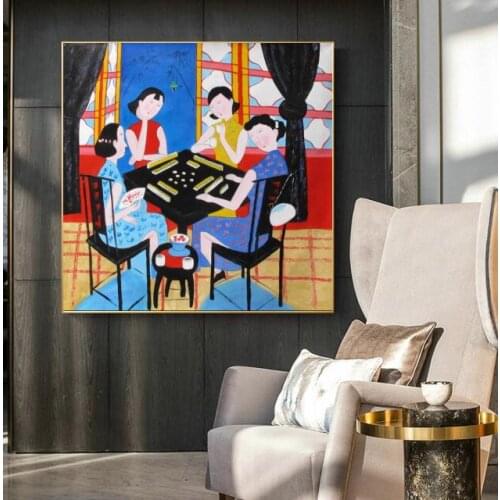 Oil Painting on Canvas Hand-painted Chinese Paintings paintings Mahjong for living room wall decoration