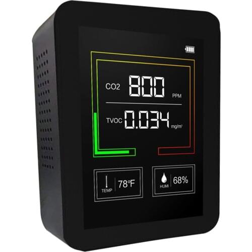 Carbon Dioxide Meter Temperature/Humidity Air Quality Monitor Digital CO2 Detector Air Analyzer for CO2/TVOC Accurate Tester Kit