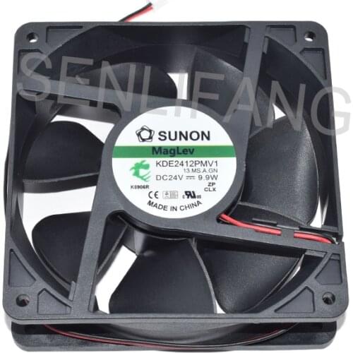 For Sunon KDE2412PMV1 DC 24V 9.9W 120*120*38MM 12CM 2 Pins Square Cooling Fan Well Tested