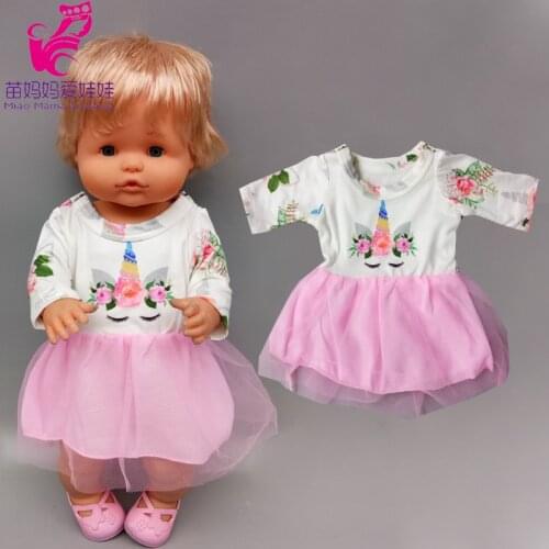 16 inch Nenuco baby doll pink unicorn dress Fit 38cm Doll Nenuco Ropa y su Hermanita dress outfits
