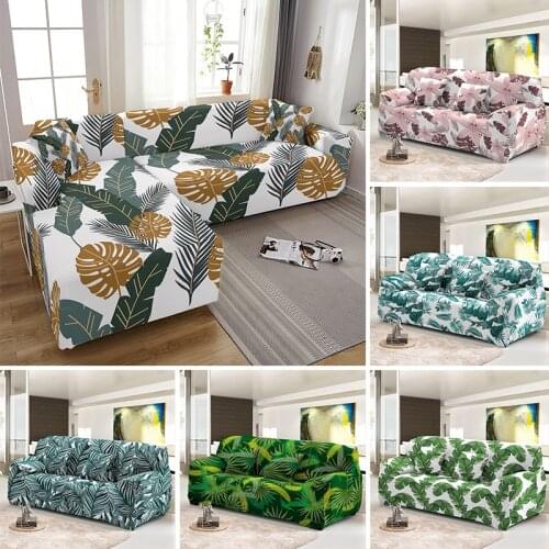 L Shape All-cover Sofa Cover For Living Room 1/2/3/4 Seater Universal Size Elastic Leaves Slipcover Combination Couch Covers