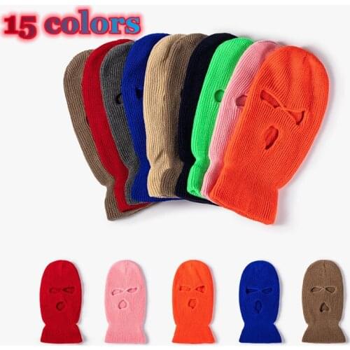 Women Men Full Face Cover Ski Mask Hat 3 Holes Balaclava Army Tactical CS Windproof Knit Beanies Bonnet Winter Warm Unisex Caps