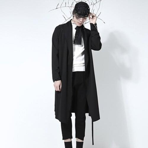 Menswear, casual dark Japanese medium-length Cape Belt Knit Cardigan fashion