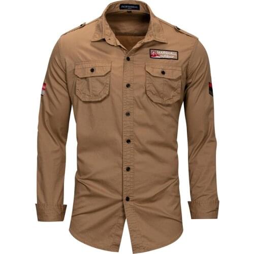Mens Casual Long Sleeve Shirt Military Style Freight Tactical Work Dress Shirt