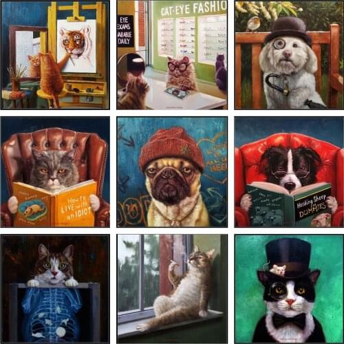 Embroidery Counted Cross Stitch Kits Needlework - Crafts 14 ct DMC DIY Arts Handmade Decor - Funny Cats and Dogs
