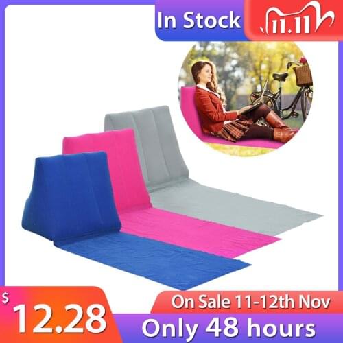 Inflatable Beach Lounger Mat Soft Beach Triangle Cushion PVC Camping Leisure Back Pillow Cushion Chair Seat Foldable Camping Mat