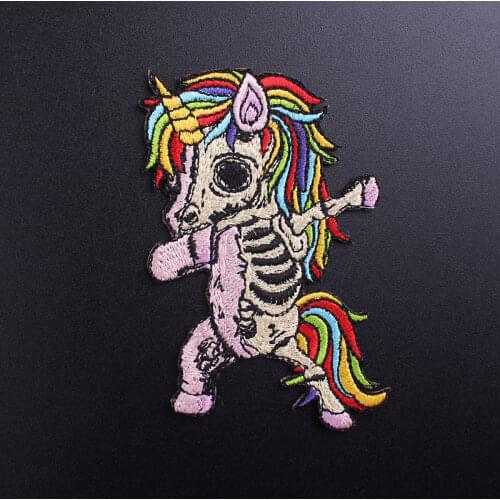 Skeleton Unicorn Patches For Clothes Punk Skull Patches For Clothing Hippie Embroidered Patches For Clothes Stripe For Clothes