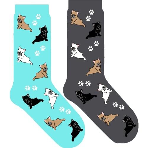 French Bulldog puppy dog socks for women unisex Frenchie Dog Breed Novelty Sock with pup paw cute lady sock 50 pair/lot ORIGINAL