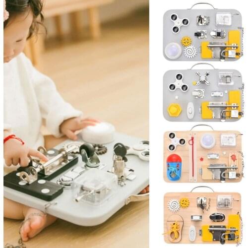 New Infant Busy Wall Hanging Toy Wooden Handmade Sensory Activity Board Montessori Early Education Busy Unlock Board Toy Gift