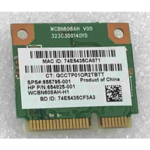 Wholesale NEW For Atheros AR5B225 Half Mini PCI-E 802.11b/g/n WIFI For Bluetooth 4.0 Wireless Card For HP SPS:655795-001