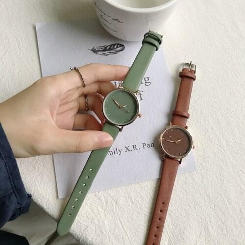 Simple Women Fashion Watches Qualities Green Ladies Quartz Wristwatches Minimalist Drop Shipping Female Leather Watch Gifts