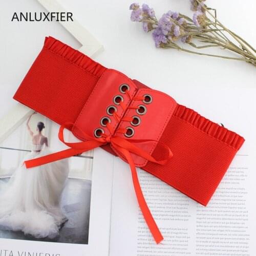 H9821 Women Wide Elastic Waistband Solid Color High Quality Fashion Elegant Bowknot Waist Belt Girl Casual Simple Accessories