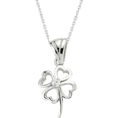Silverlina Silver Four Leaf Clover Women Necklace
