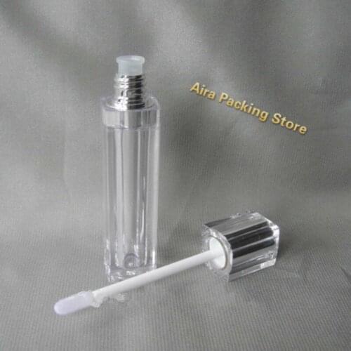 Silver Empty Elegant Lip Gloss Tube 8ML DIY Acrylic Graceful Liquid Lipstick Storage Bottle High End Lip Makeup Packaging 40Pcs