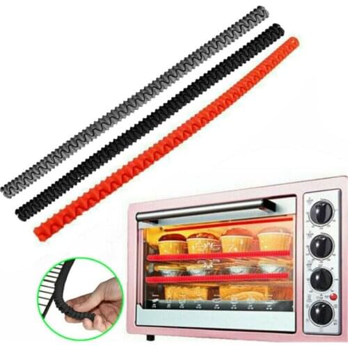 1Pc Silicone Oven Rack Guards Silicone Red Black Insulation Threaded Clip Strip Edge Protector Guard Cover Kitchen Baking Tools