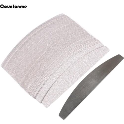 50Pcs/100Pcs Replacement Sandpaper100/180/240 With Metal Handle Reusable Files Grey Boat Durable Double Sided Buffer Manicure