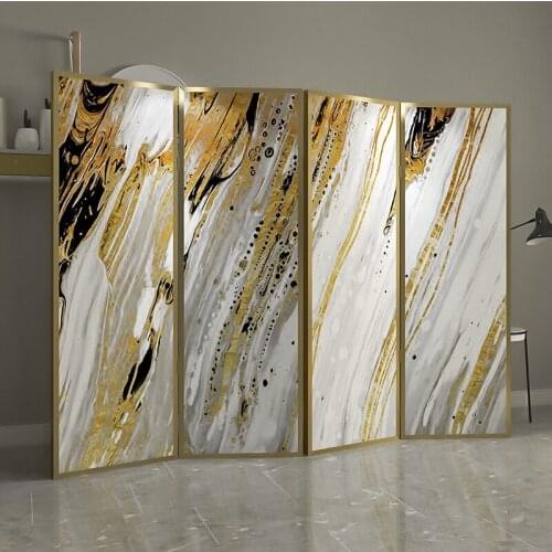 Modern and simple metal folding screen, light luxury folding mobile art screen partition living room porch hotel office