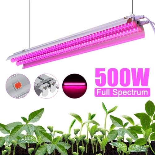 LED Grow Lights 500W Full Spectrum Growing LED Lamp Lighting 50cm Double tube plant chandelier for Hydroponic Indoor Plants