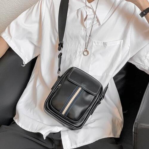 Tidog Korean versatile leather bag mobile phone bag men hip hop shoulder bag