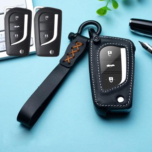High Quality Leather Car Remote Key Fob Shell Cover Case For Toyota Auris Corolla Avensis Verso Yaris Aygo Scion TC IM 2015 2016
